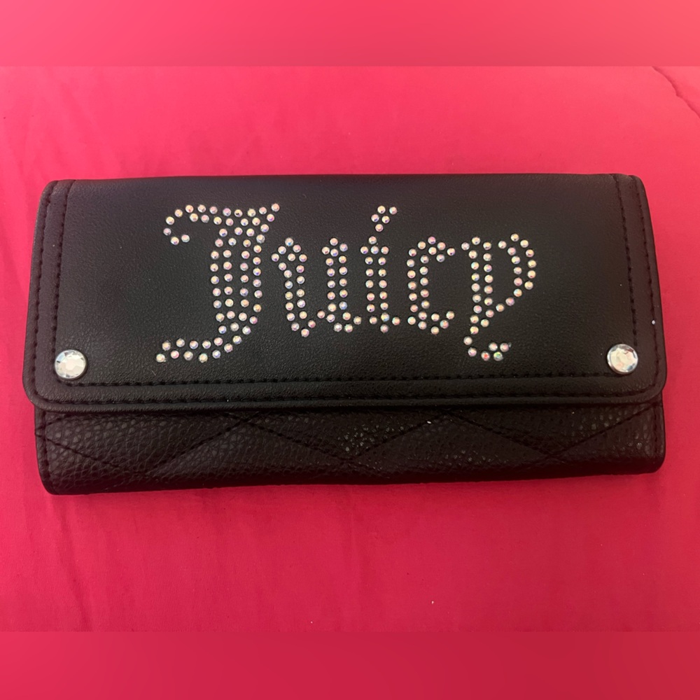 Juicy Couture Black Wallet with Rhinestone Logo